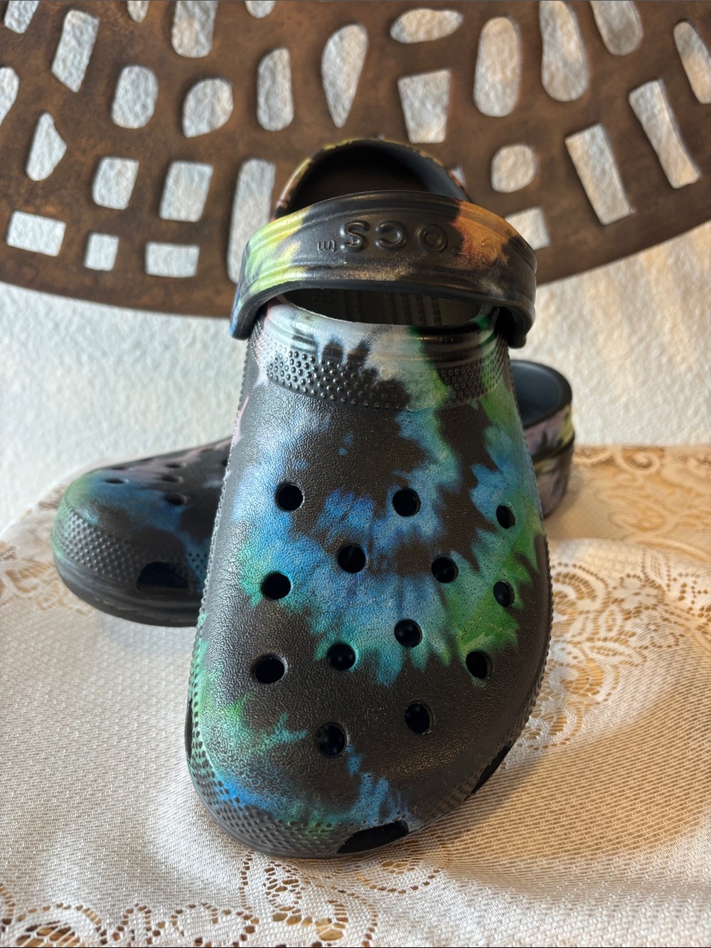🖤Casual Tie-Dye Classic Clogs Black Blue Green Comfort CROCS 7 Men/9 Women🖤